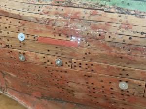 Pulling in sprung planks with fender washers & wood screws